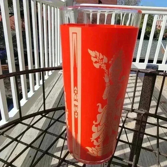 (1) Vintage Culver Mandalay Hindu Goddess Glass Bar Cart Glassware - Picture 2 of 11